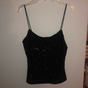 Ann Taylor Black Sequin Tank Top
